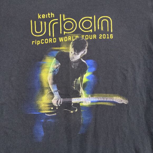Keith Urban Men's ripCORD World Tour 2016 T-Shirt Black L Crew Neck Short Sleeve - Picture 5 of 12